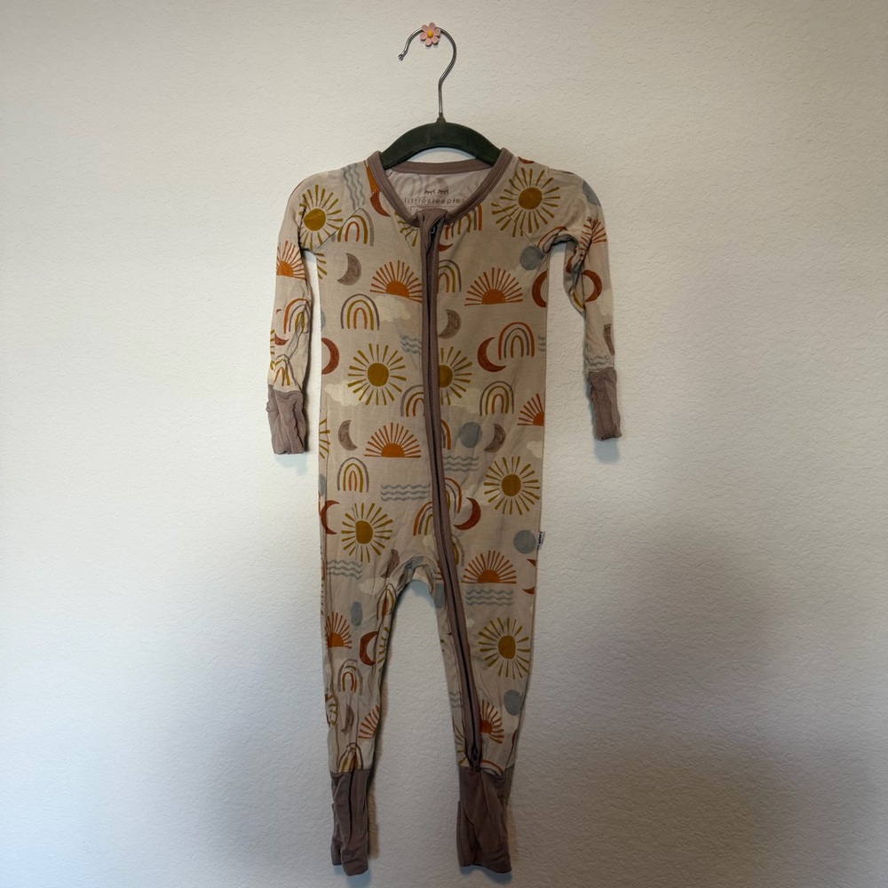 Little Sleepies Sun and Rainbow Footie in Cream and Brown